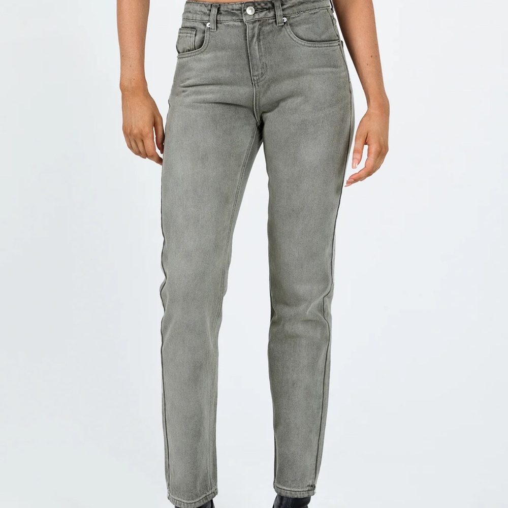 MID RISE SLIM JEANS GREY